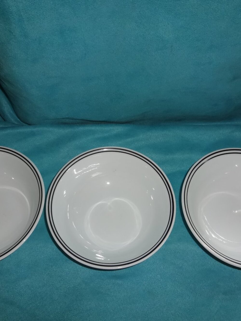 Lot 3 Corelle City Block 6 1/4” Cereal Soup Bowls White Double Black Stripes